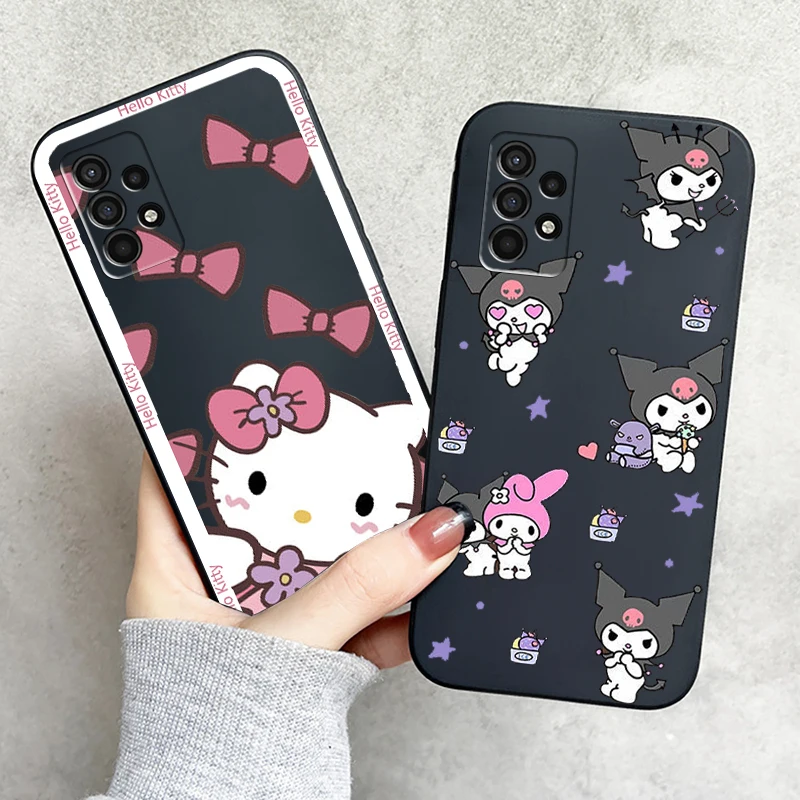 

Cartoon Hello Kitty Kuromi TAKARA TOMY Phone Case For Samsung Galaxy S8 S9 S10 Plus S10E S10 Lite S10 5G Liquid Silicon