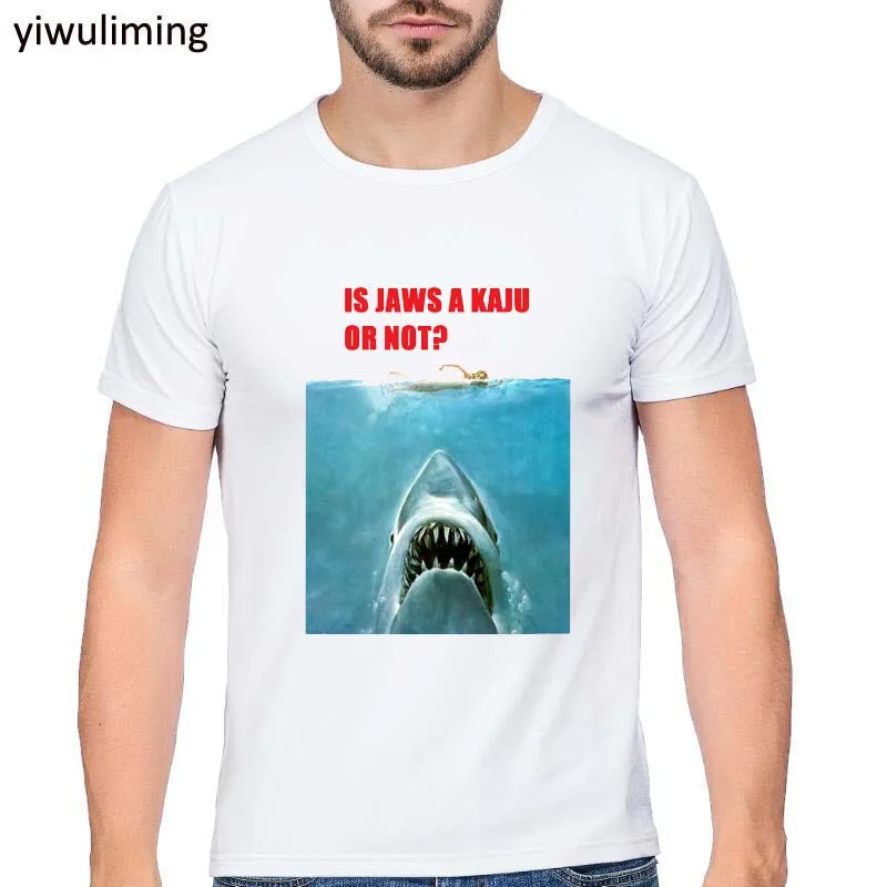 tshirt men summer top tees male tee-shirt Jaws Movie Vintage Poster Licensed Adult T Shirt New Cool Tee Shirt