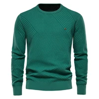 autumn and winter new mens round neck pullover sweater solid color bottoming cotton sweater