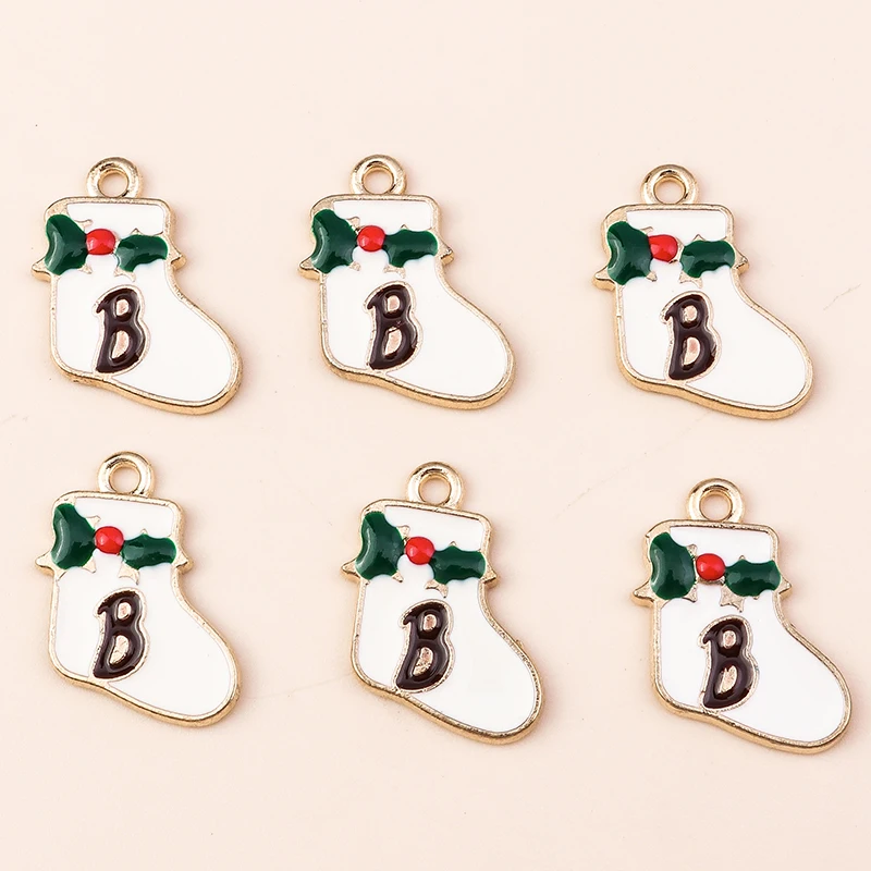 

10pcs16x17mm Cute Enamel Christmas Boots Charms for Jewelry Making DIY Earrings Pendants Necklaces Handmade Bracelets Accessory