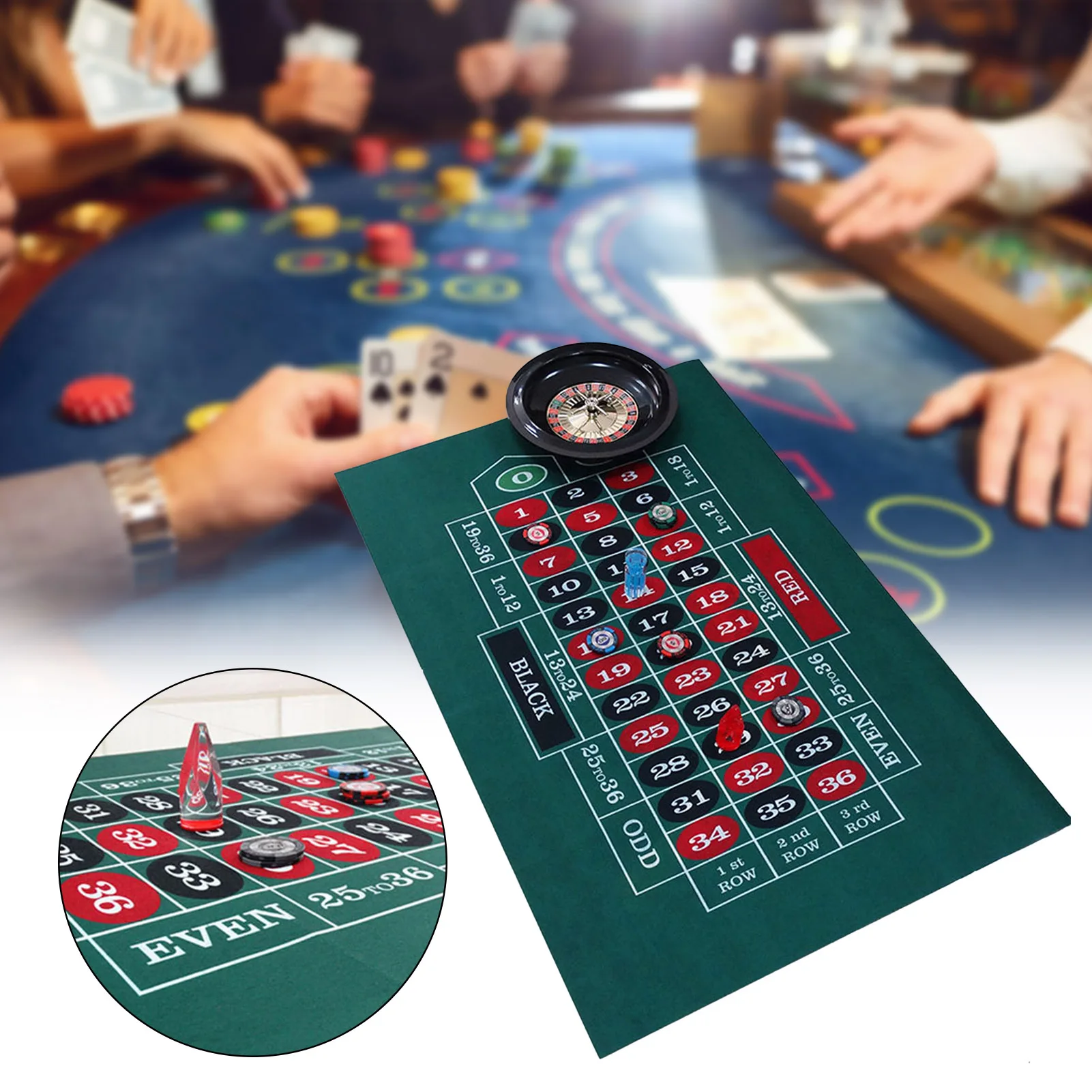 Tabletop Casino Felt Layout - Double-sided Poker Game Mat For Texas Holdem Poker And Blackjack Professional Grade Roulette Game