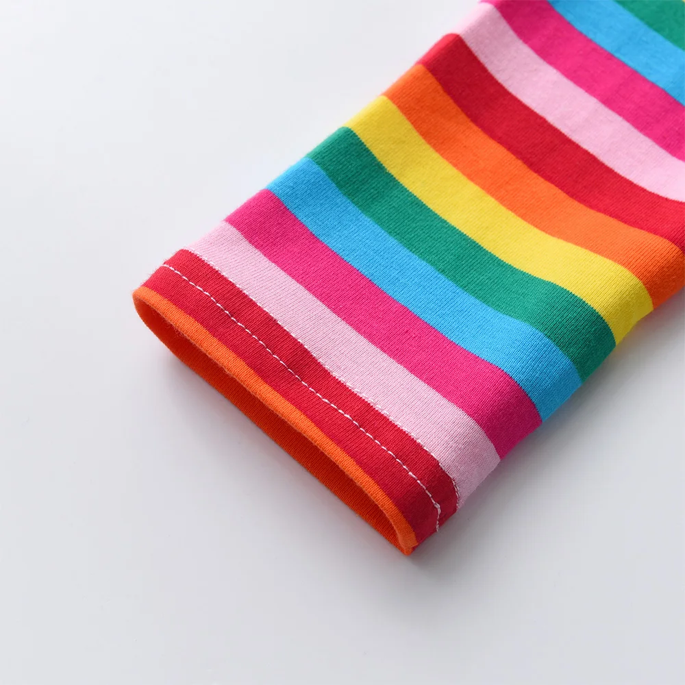 Платье длинное хлопковое в радужную полоску с карманами и цветочным принтом