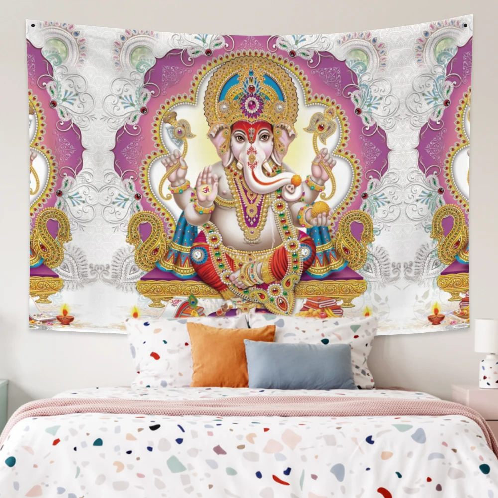 Elefante indio Ganesha Mandala tapices colgante de pared bohemio psicodélico Hippie arte de la habitación decoración del hogar tapices estera de Yoga