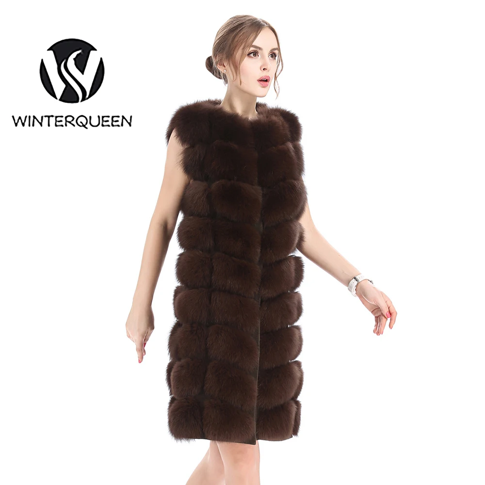 Natural Fox Fur Vest Ladies Winter Outdoor Warm Sleeveless Plus Size Jacket Fashion Luxury Genuine Leather Real Fur Coat