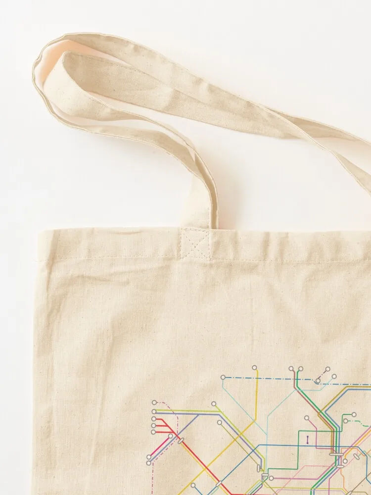 Карта метро Парижа-белый фон цветная печать. Сумка-тоут женская сумка-шоппер