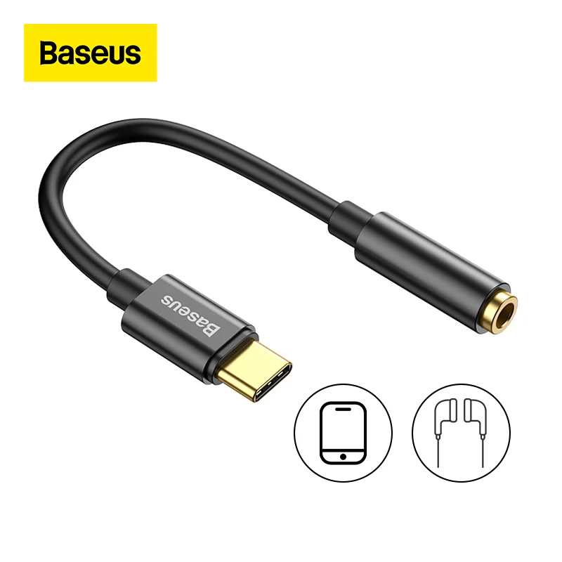 

Кабель-адаптер Baseus для наушников с разъемом USB Type-C на 3,5 мм
