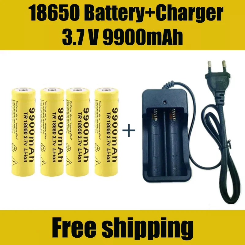 

NEW 18650 Battery Rechargeable Battery 3.7V 18650 9900mAh Capacity Li-ion Rechargeable Battery For Flashlight Torch Battery+Char