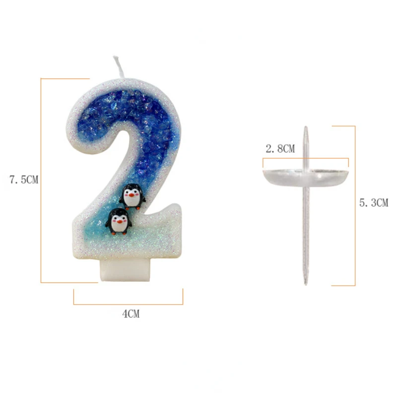 3D свечи на день рождения для девочек Y с пингвином антарктический ледник