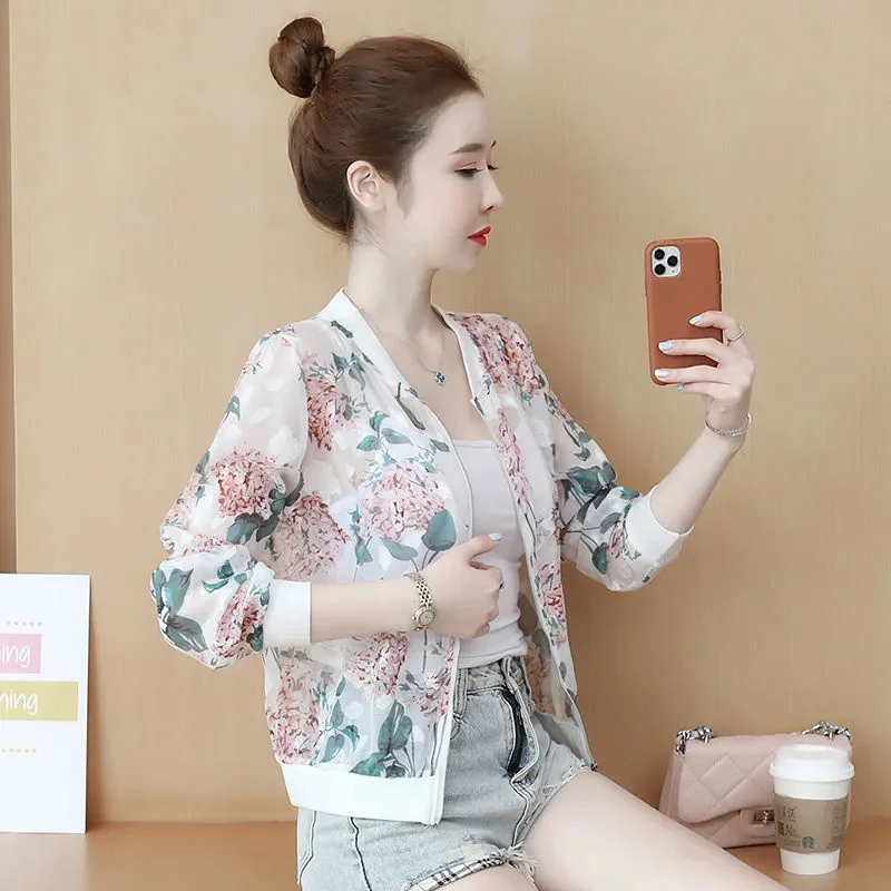 Шифоновая Солнцезащитная одежда с длинными рукавами женская новая летняя