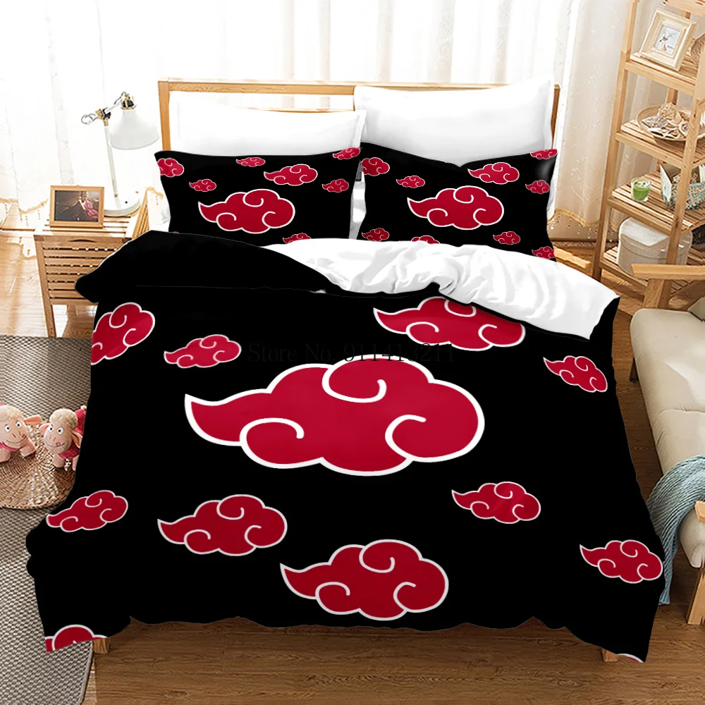 

Комплект постельного белья с 3D рисунком красного облака, с пододеяльником, одеялом, кроваткой LinenKids, Akatsuki, Япония, Twin, Queen, King, Single Size, подарок