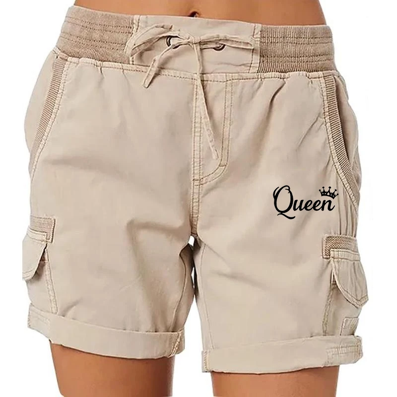 New Fashion Women's Cargo Pants Sports High Waist Drawstring Shorts Casual Loose Shorts Female Work Shorts S-3XL