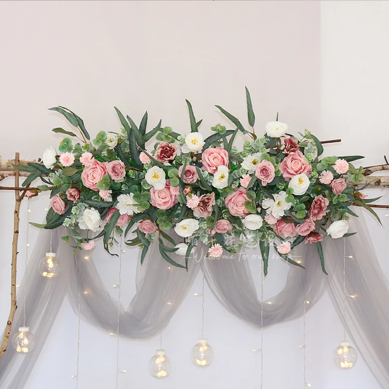 

Artificial Flower Row Arrangement Wall Hanging Corner Flower Ball Welcome Sign Decor Floral Wedding Arch Backdrop Layout