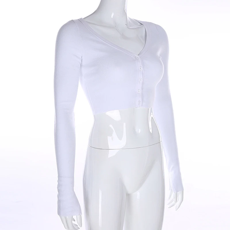 Женский хлопковый топ с V-образным вырезом на пуговицах |