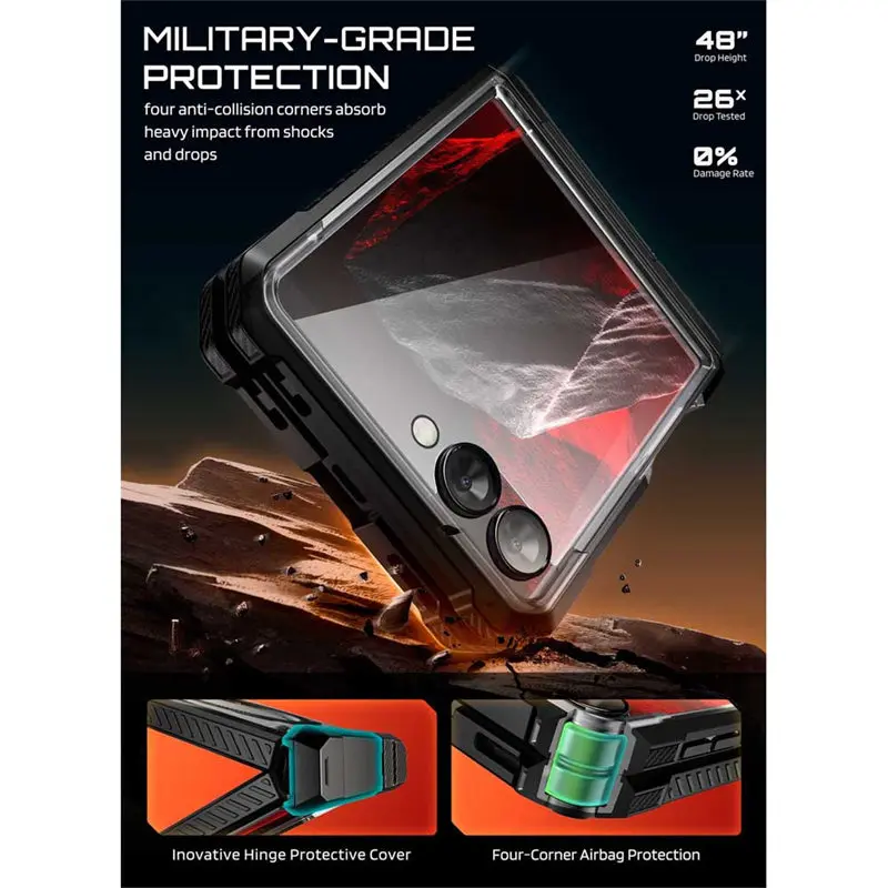 Фото Чехол SUPCASE For Samsung Galaxy Z Flip 8 Case UB Grip, защитный чехол военного класса с подставкой и защитой переднего экрана №3