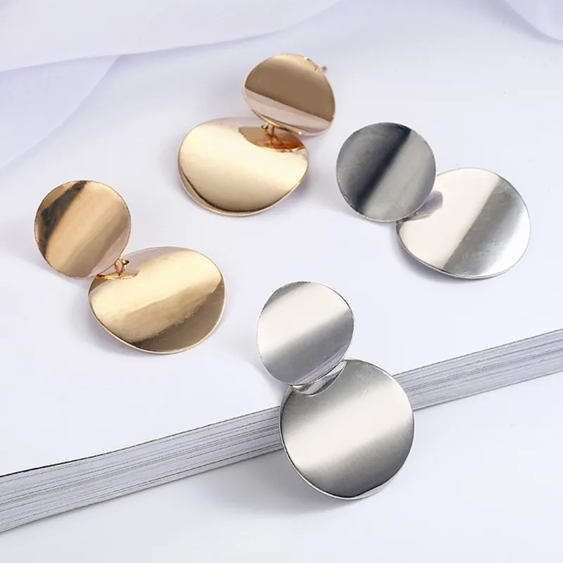 

Retro personality exaggerated golden circle dangle earrings fashion geometry ear jewelry