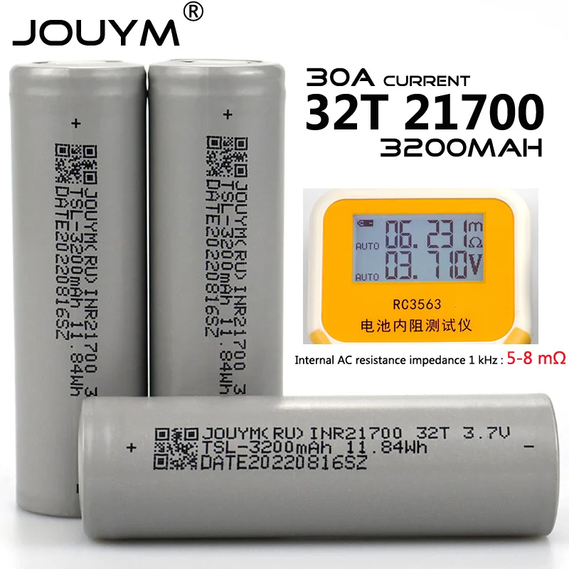 

5-8mΩ 3.7V 21700 3200mAh 30A high current lithium-ion Rechargeable battery for screwdriver EV car electric bicycle batería