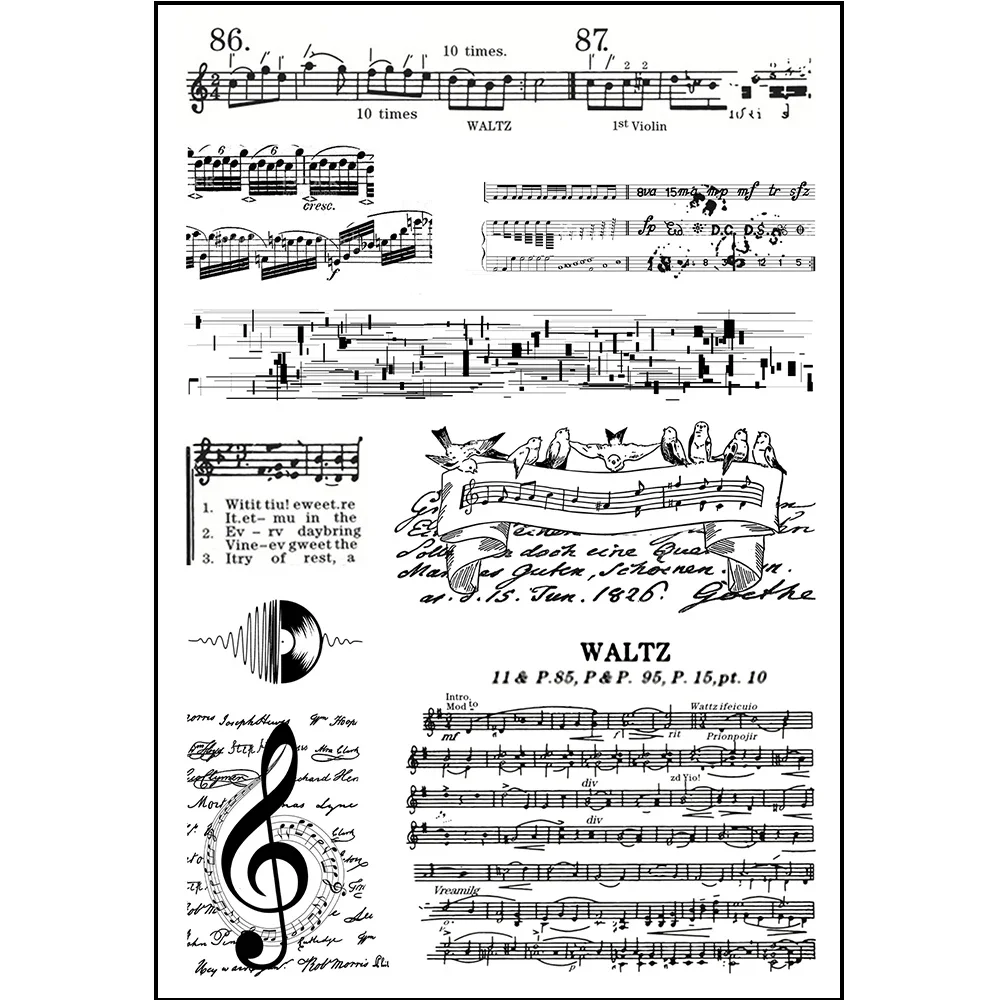 Винтажные прозрачные резиновые штампы для кино/музыки создание карт