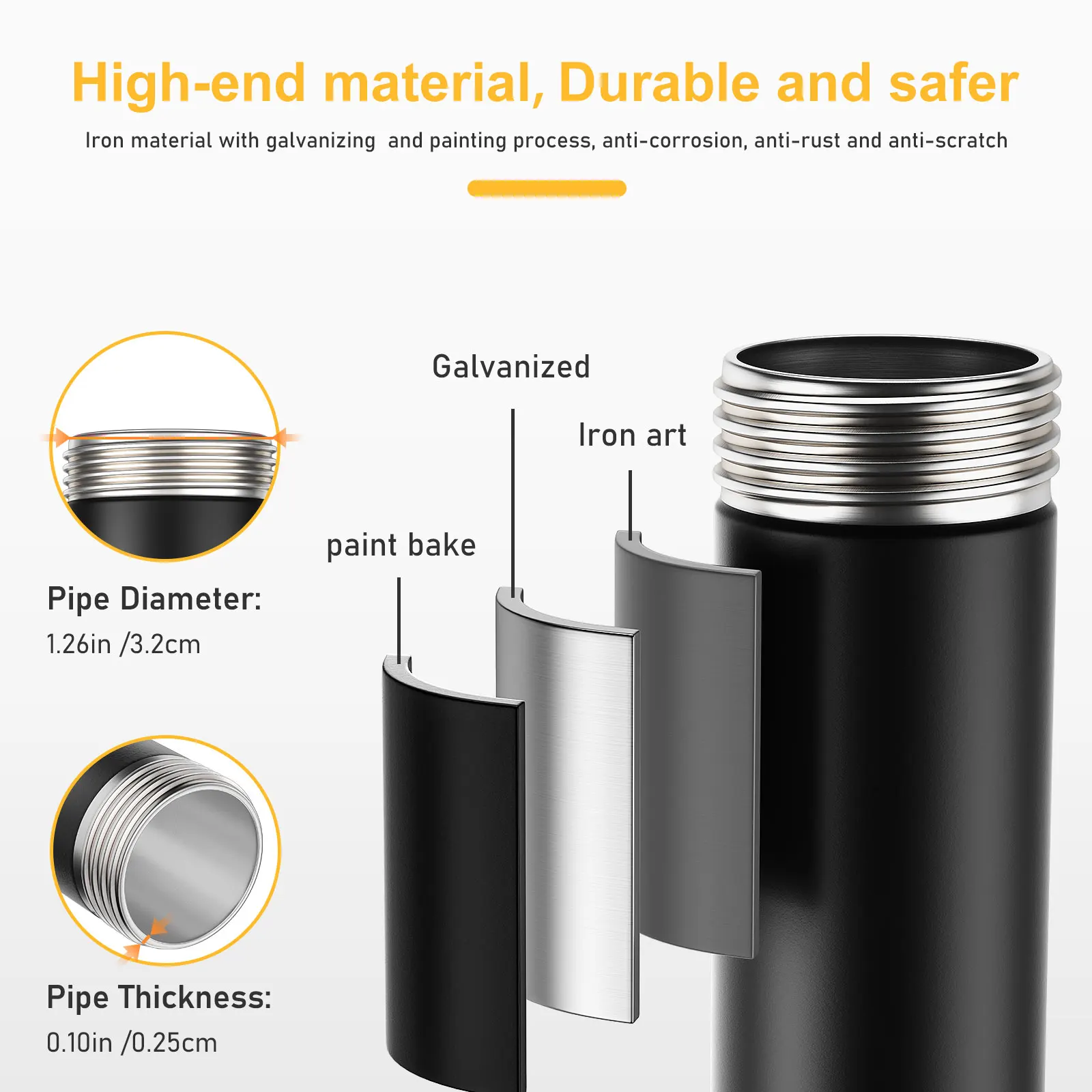 Перила для лестницы диаметром 3 2/4 см перила 1 5/2/3 м черные внутри и снаружи