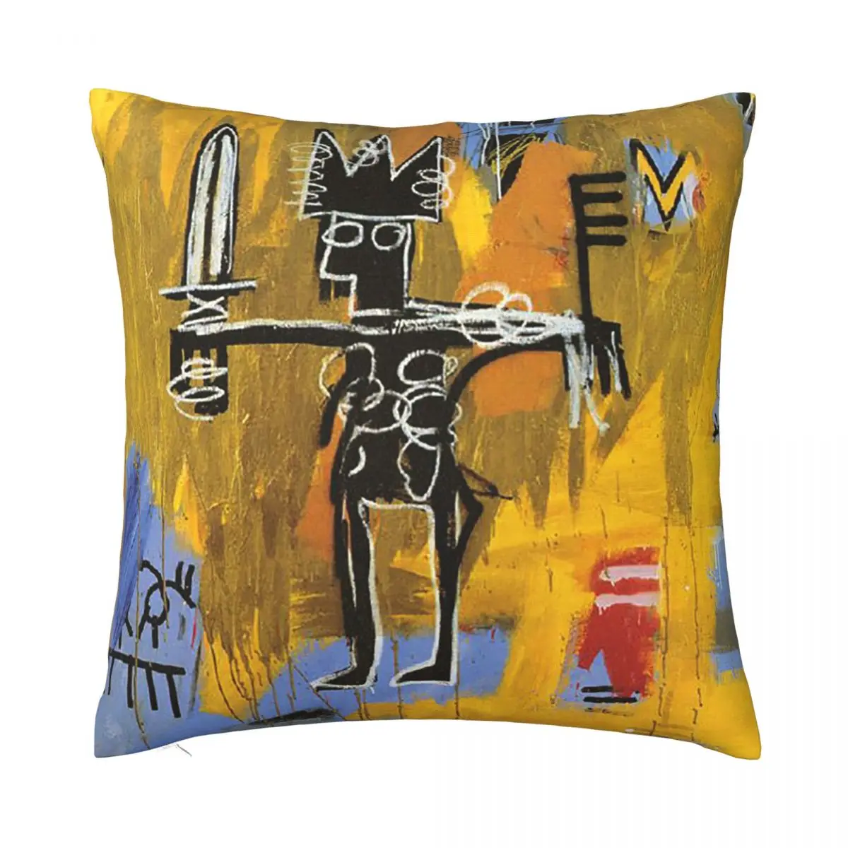 

Basquiat Famous Graffiti Pillowcase Soft Polyester Cushion Cover Decor Pop Art Throw Pillow Case Cover Seat Zippered 45X45cm