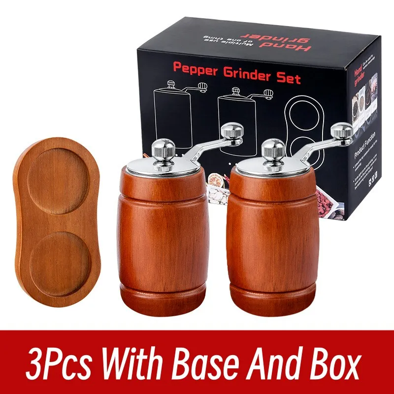 

Мельница для перца с ручным заводом, деревянная цилиндрическая мельница для соли и перца, с акриловым керамическим сердечником, измельчитель для специй и свежего переца