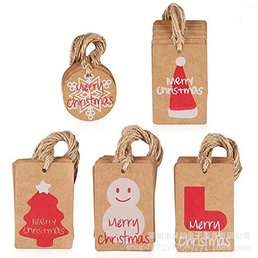 

Christmas day decoration kraft paper tag Christmas tree elevator retro kraft paper