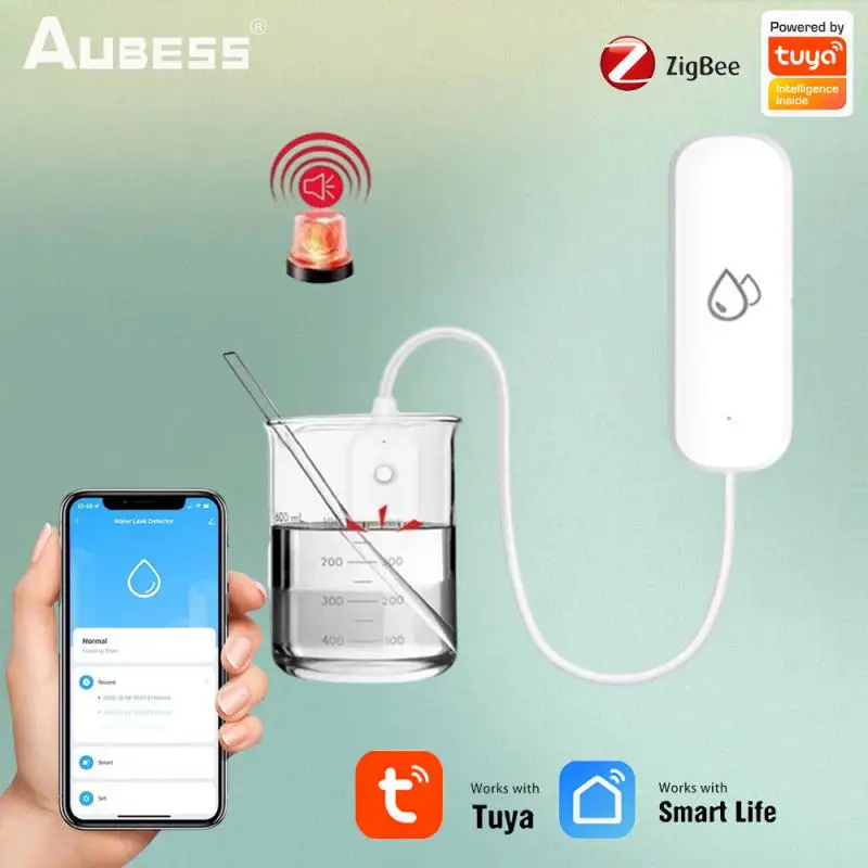 Датчик утечки воды Tuya Wi-Fi ZigBee детектор уровня перелива с зуммером защита от для