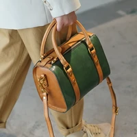 simple casual luxury designer natural genuine leather ladies contrast color pillow bag daily outdoor work shoulder messenger bag
