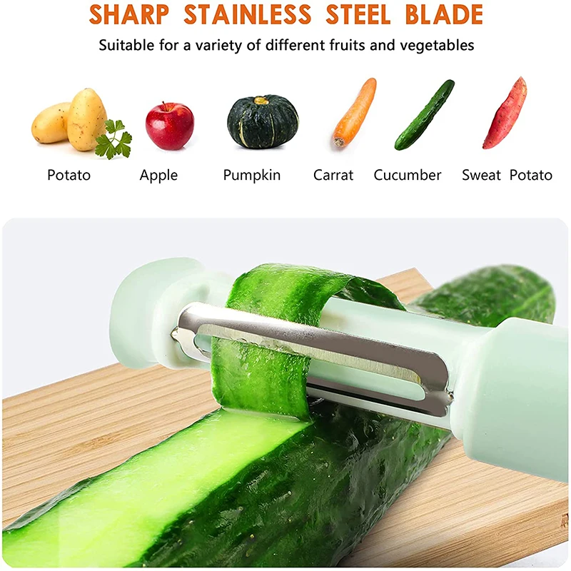 

Многофункциональная Овощечистка из нержавеющей стали, точилка для ножей 2 в 1, Овощечистка для кожи, двухступенчатая точилка для ножей, ножн...