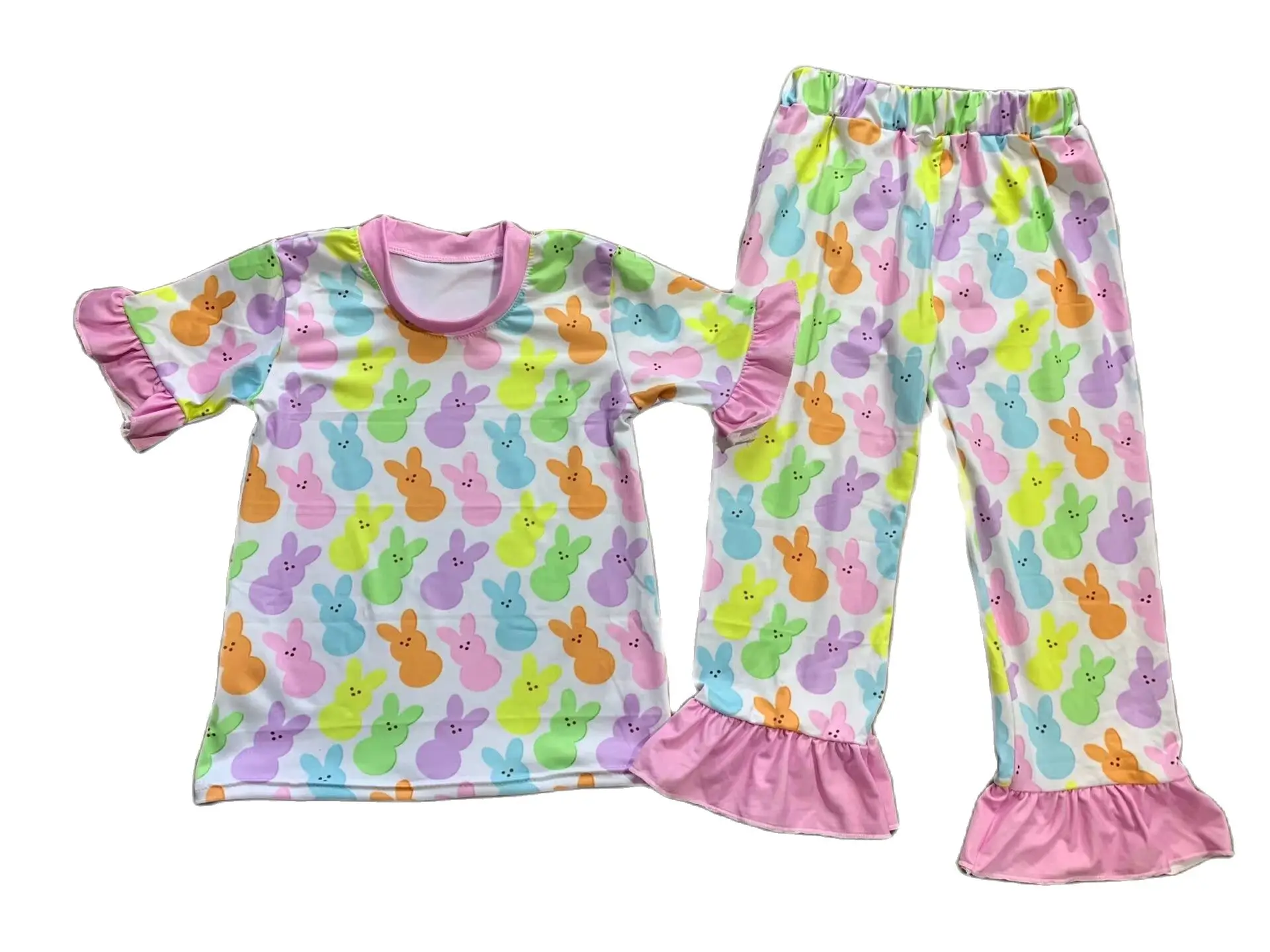 

Spring Easter Sibling Baby Girls Boys Buny Pajames Pants Set Smockes Bunny Clothing Lovely boys and girl's pajamas