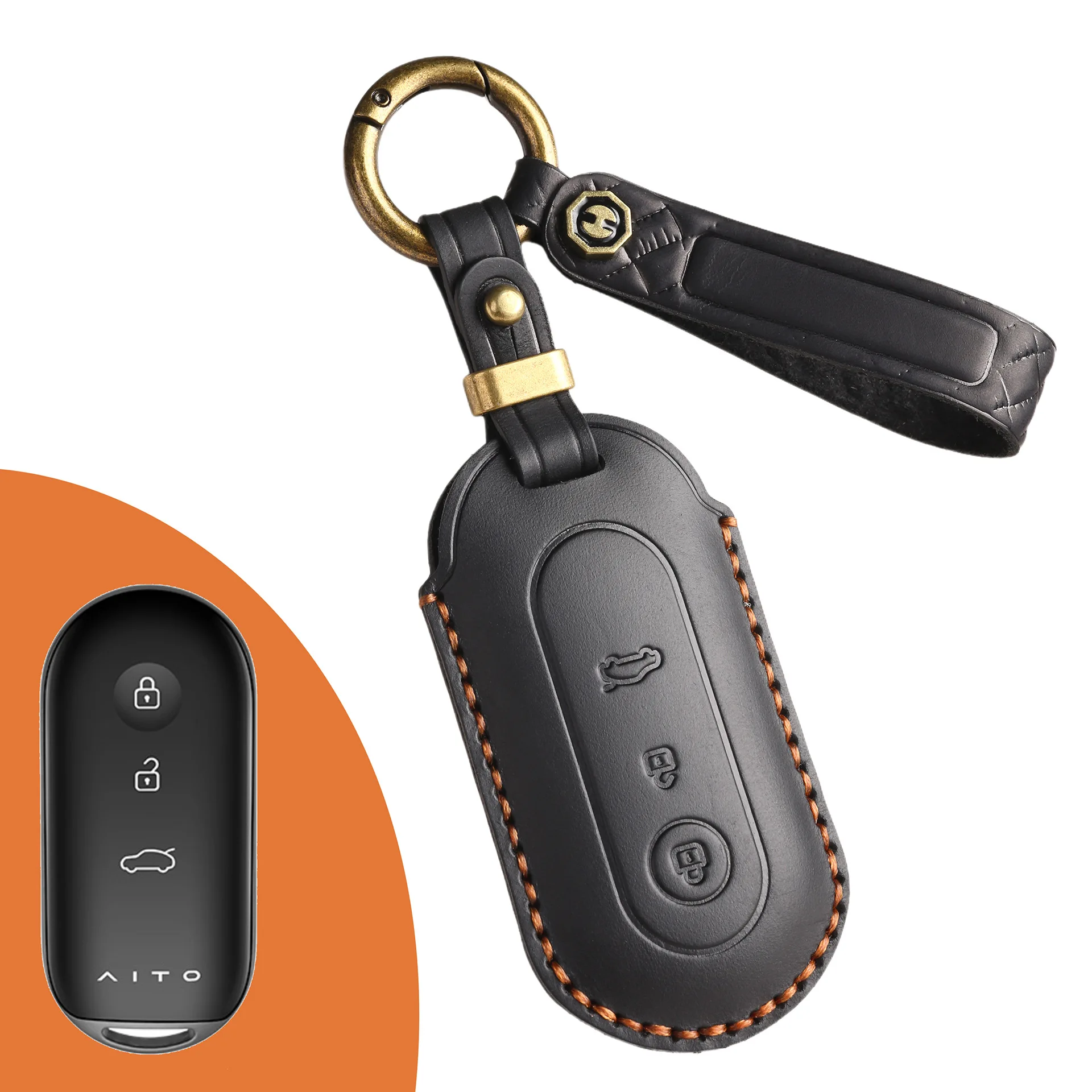 Кожаный Автомобильный смарт-ключ, чехол для Aito M5 M7 2022, 3 кнопки дистанционного управления, защитный чехол, брелок, автомобильные аксессуары