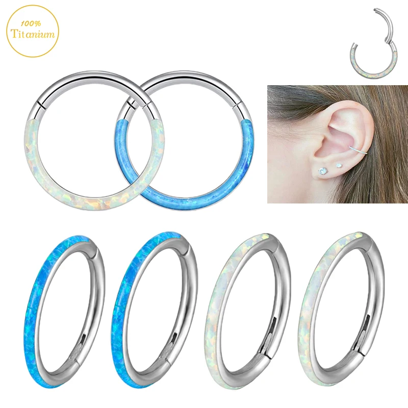 

G23 Titanium Earrings Opal Piercing Clickers Lip Ring Septum Piercing Nasal Ring Ear Cartilage Tragus Helix Piercing Jewelry 16G