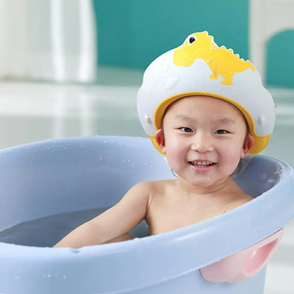 

Waterproof Comfortable Baby Hair Washing Bathing Cap with Dinosaur Shape for Gift