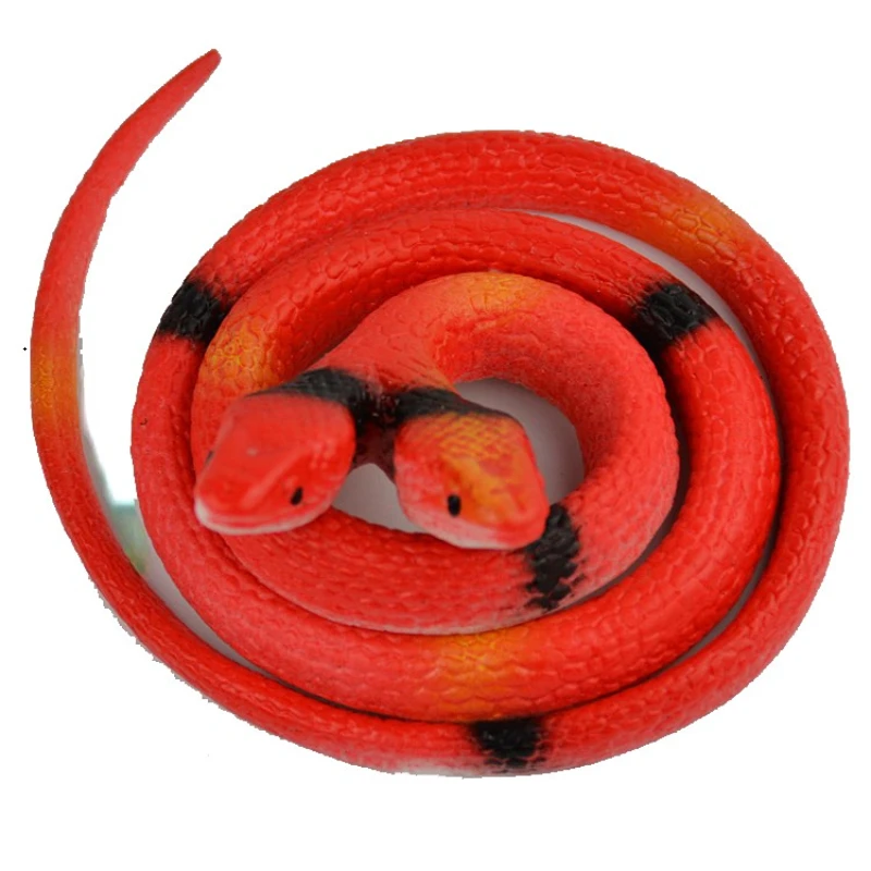 

75cm Double headed Imitation Snake Toy Prank Soft Glue Fake Snake Spoof Tricky Toy Rubber Cobra Animal Free Shiping Items