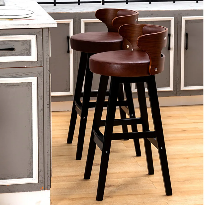 

Counter Stools Modern Dining Chairs Solid Wood Retro Furniture For Home Comfortable Sitting Feeling Bar Chair High Backrest