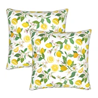 white lemon flower winter double sided plush hidden zipper square pillow bed sofa living room car office 20x20 inch thickening