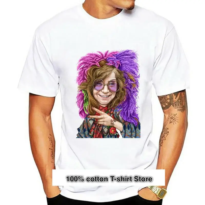 

Camiseta de Janis Joplin para mujer, camiseta psicodélica de Rock, camiseta de manga corta para mujer