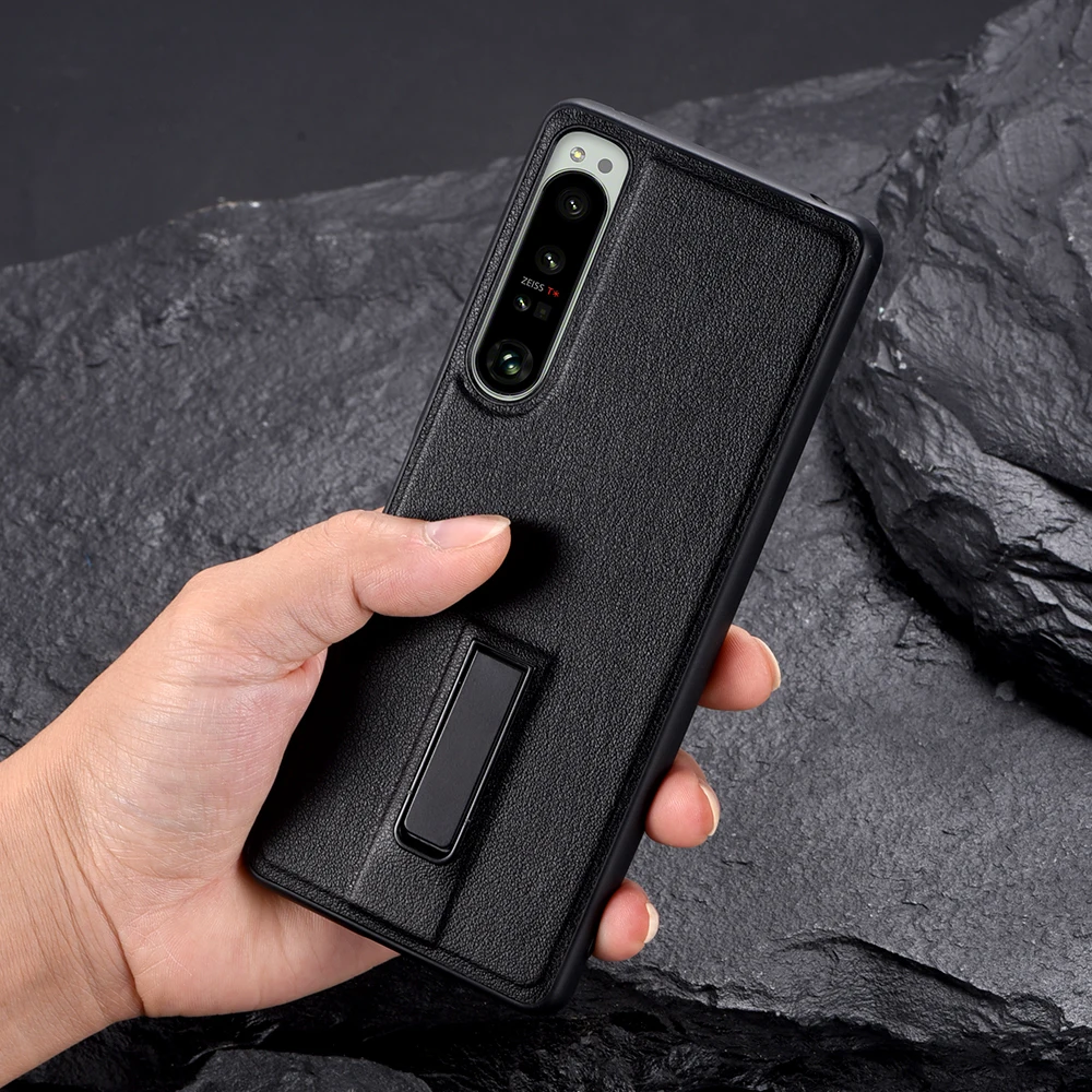

Leather Shockproof Phone Case For sony xperia 5IV 10 iv Metal Invisible Bracket Cover For xperia 10IV Fold Stand Cover NEW 2 i