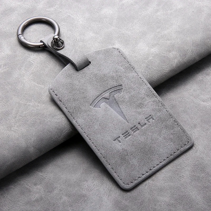Фото Чехол-наклейка для смарт-ключа автомобиля из кожи с NFC-картой, защитный держатель для Tesla Model 3 Model Y 2020-2025, новинка №3
