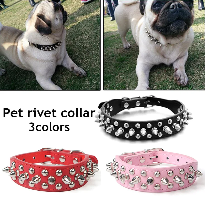 Collier Anti-morsure pour chiens de taille moyenne et grande  à pointes fraîches  cloutée  cuir