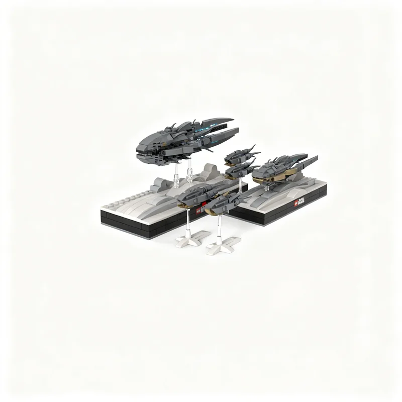 Фото 2077 деталей MOC Star Battle Ultimate Collector Series, микро-диорама, модель космического корабля T-6 Purrgils, входящего в гиперпространство, строительные блоки. №1