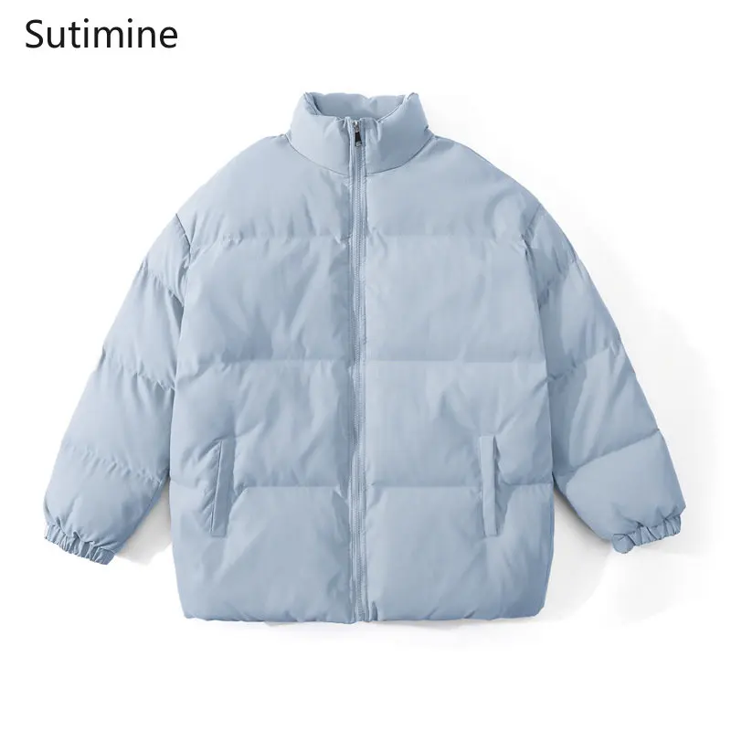 Winter Coat Men Casual Stand Collar Cotton Coat Men's Pure Color Simple Thick Cotton Padded Jacket Warm Coat Printing Coats Men