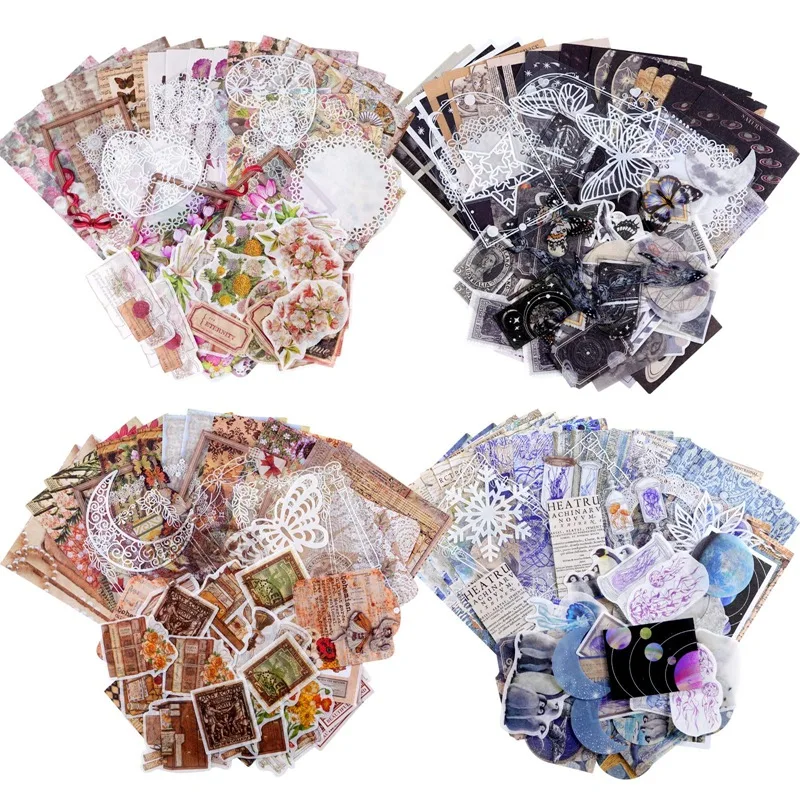 

400Pcs Scrapbooking Supplies Journaling Vintage Stickers DIY Retro Collection Paper Decals For Art Craft Journaling