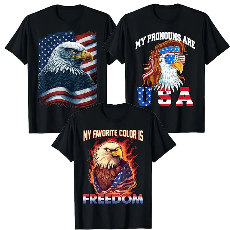 

Американский флаг с орлом мой любимый цвет-свобода патриотическая футболка, облысый Орел, гордый Тройник, мои произношения-США, 4 июля, топ-подарок
