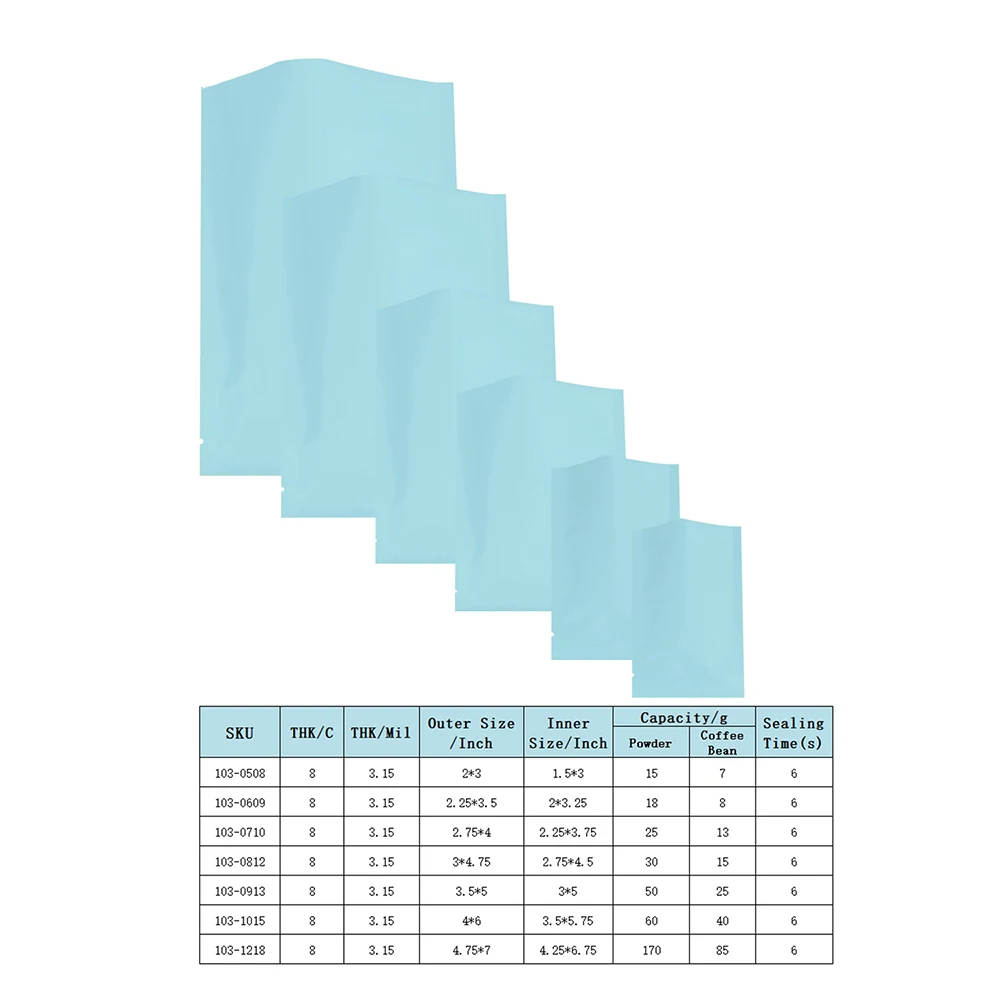 100 шт. голубой термосвариваемый майларовый мешочек из алюминиевой фольги с