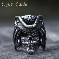 2022 new mens 316l stainless steel rings pirate captain vintage ring for teens gothic punk biker jewelry gifts free shipping