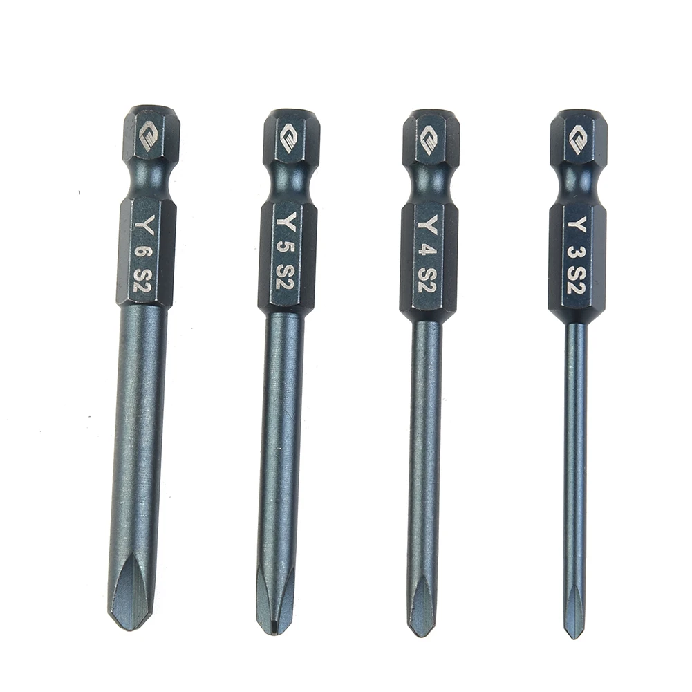 

4pcs 65mm Screwdriver Bit Set 1/4in Hex Shank Tri-wing Electric Screwdriver Drill Bit Magnetic Set Y3-Y6 Hand Tool Driver