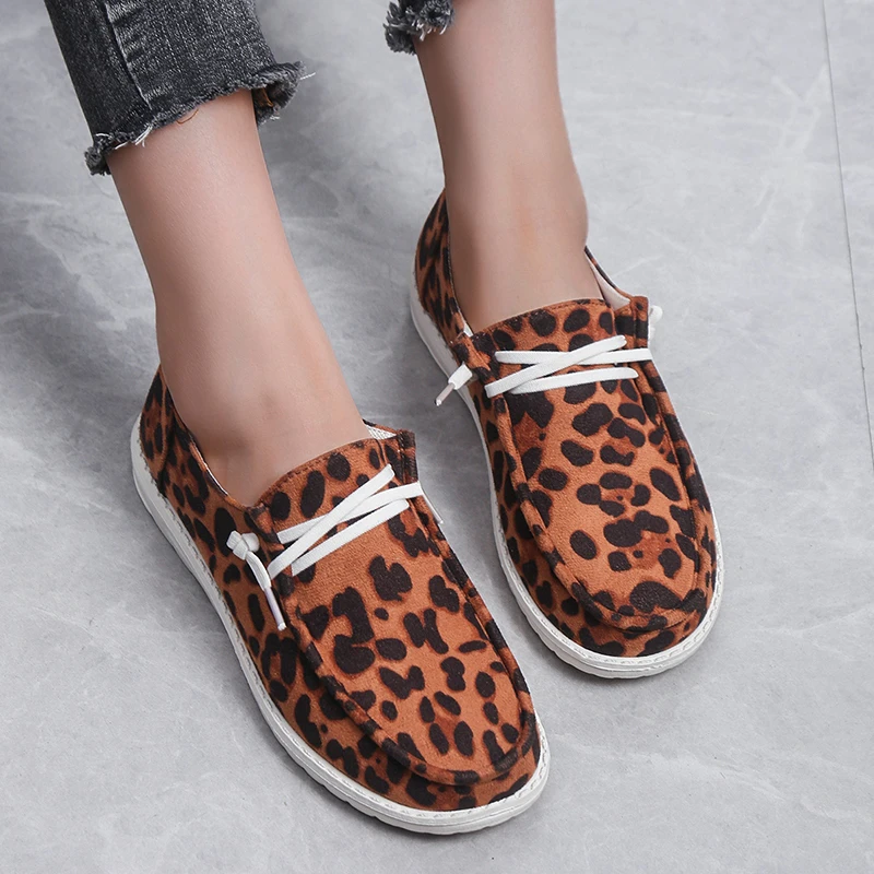 

New Fashion Women Comfortable Flat Slip on Mujer Zapatillas Summer Vulcanize Shioes Canvas Sneakers Mocassin Female Leopard