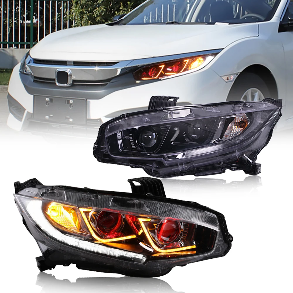 

LED Headlights For Honda Civic/ Hatchback 2016-2020 With Devil Eyes HeadLamps Assembly Car Accessories Start-up Animation