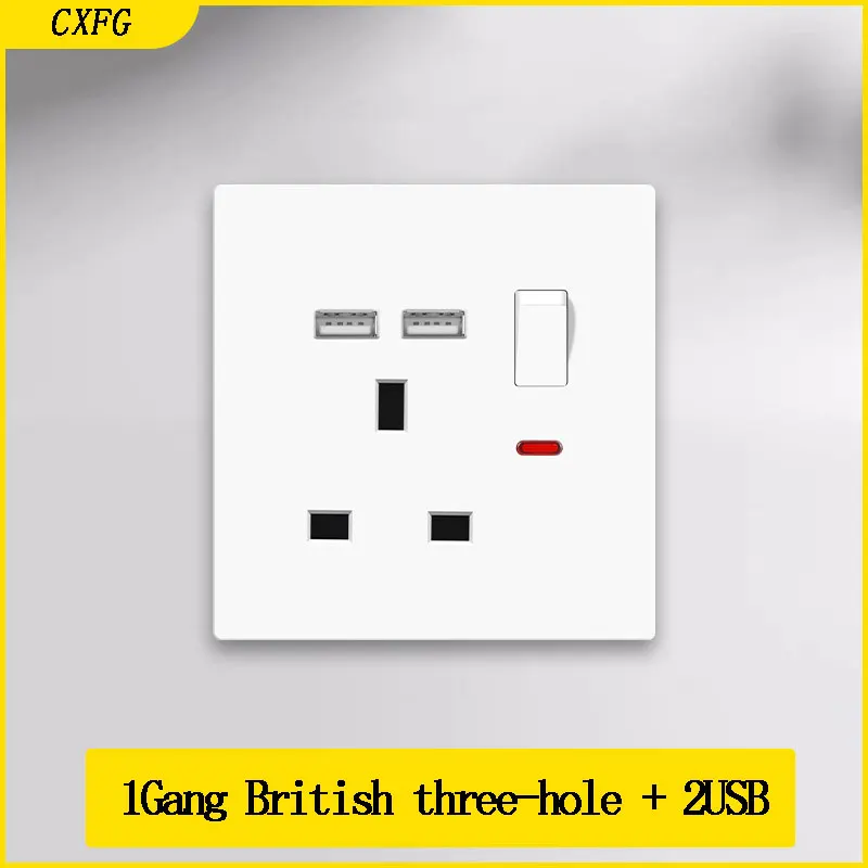 

86 Настенная розетка USB Type-c в британском стандарте, белый, серый, золотой, британская 3-контактная многофункциональная розетка A + C, 20 Вт, панель зарядки
