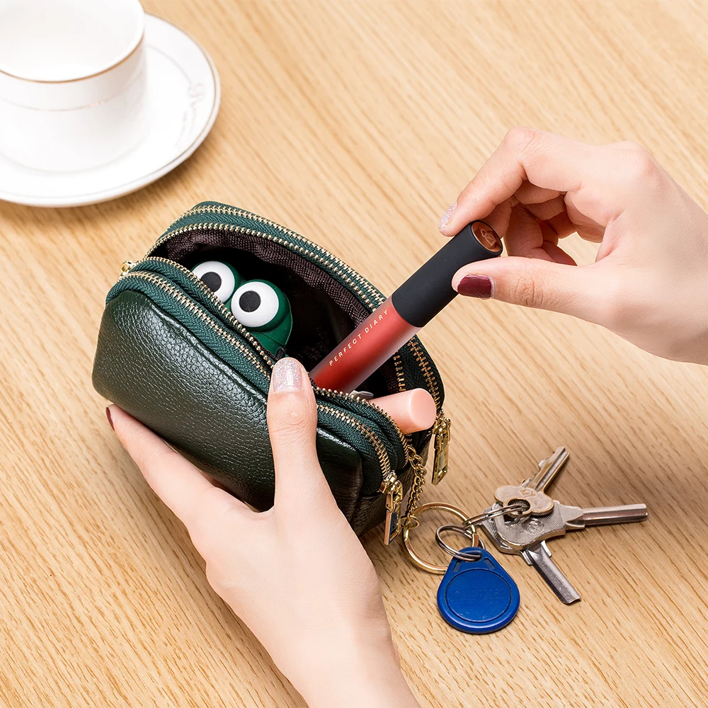 Head layer cowhide mini zero wallet cute ms han edition multi-functional leather coin bags zero purse key chain